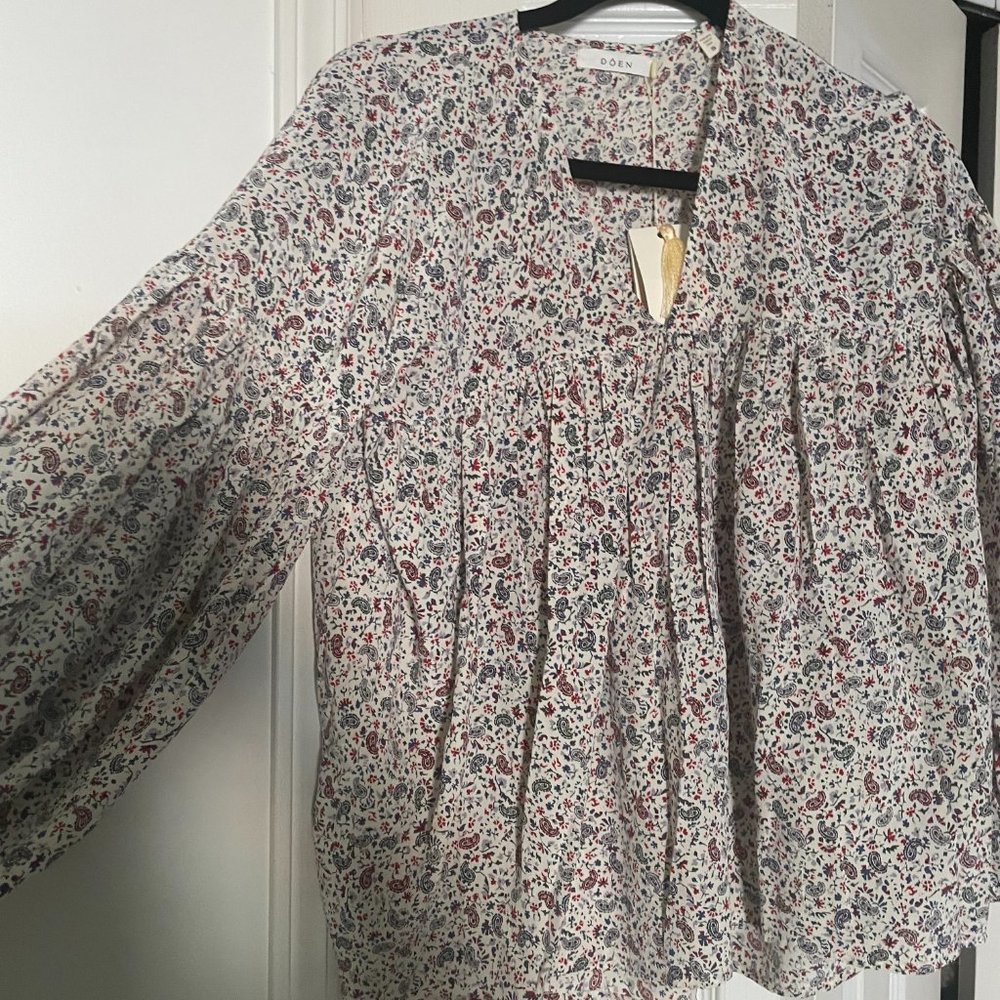 DOEN Savona Paisley Silk Blouse - S - Picture 3 of 4